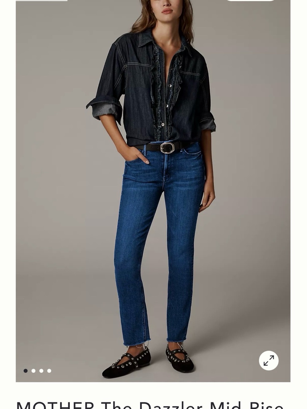 Mother The Dazzler Mid-Rise Straight Jeans - Dark Blue Size 30